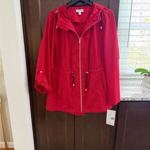 Susan Graver Red Packable Hooded Jacket